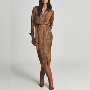Reiss Emile Croc Print Dress Size 2